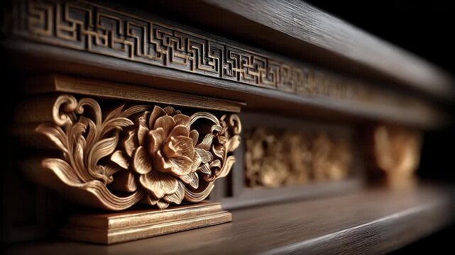Tang Dynasty Style Wooden Furniture Carving Details Display