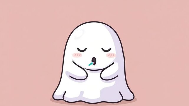 Cute Animated Kawaii Ghost Character Looping Expressions