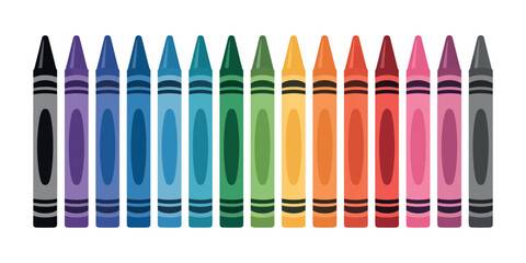 School Supply Crayon Set. Full Color Collection Isolated on White Background Vector