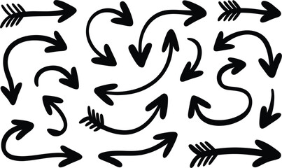 Hand Drawn Doodle Arrows Vector Set, Marker Arrow Collection for Design and Presentation