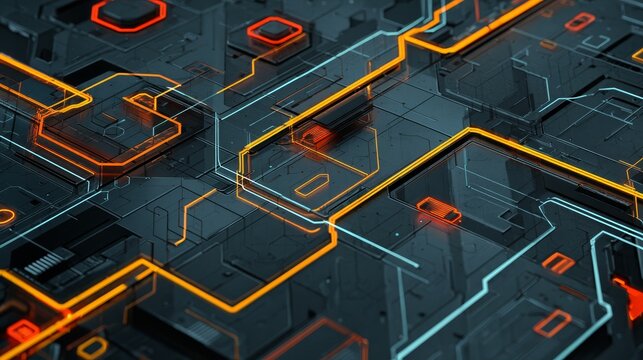 electronic circuit board background with digital network pattern