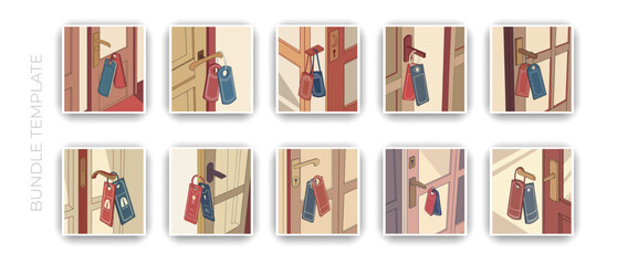 Door Hanger Mockup Templates Set