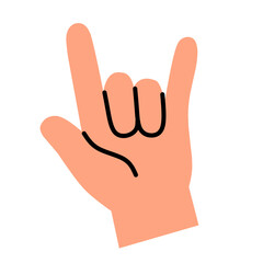 Love Hand Sign in Flat Minimal Style for Friendship and Social Design