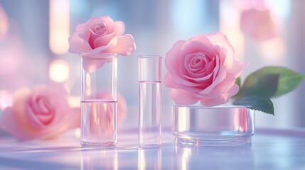 Elegant Roses in Glassware and Test Tube