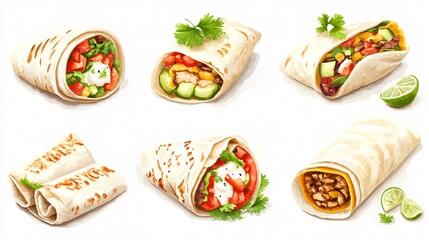 Exquisite Mexican Burritos Displayed on Bright Background