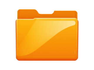 Shiny orange folder icon glossy, Isolated, Png Transparent Background