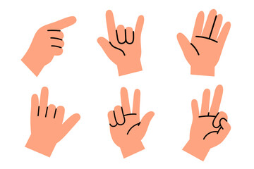 Hand Gestures Collection in Flat Minimal Style for Communication Design