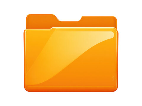Shiny orange folder icon glossy, Isolated, Png Transparent Background