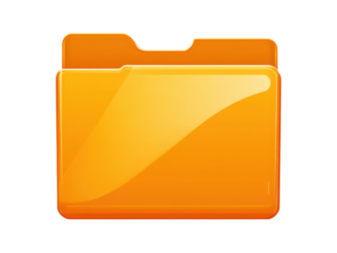 Shiny orange folder icon glossy, Isolated, Png Transparent Background