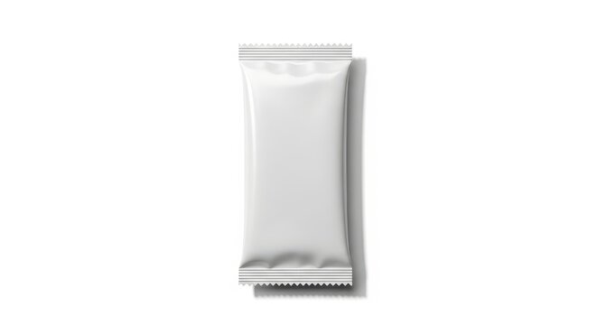 Illustration of blank white flow pack for food and snack