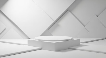 Minimalist product showcase with modern geometric background in bright white, perfect for elegant branding and contemporary marketing campaigns