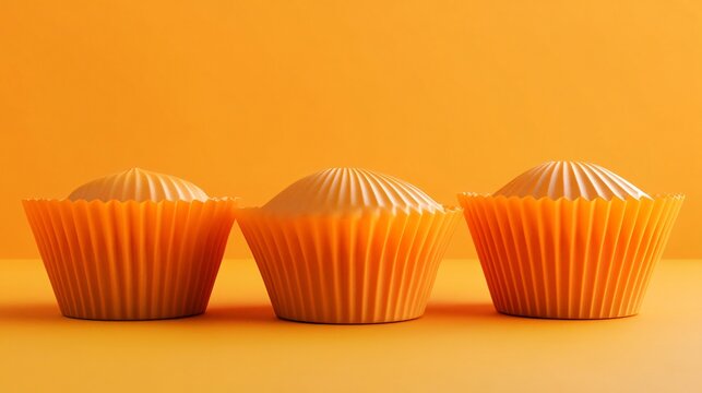Vibrant Muffin Baking Cups on Orange