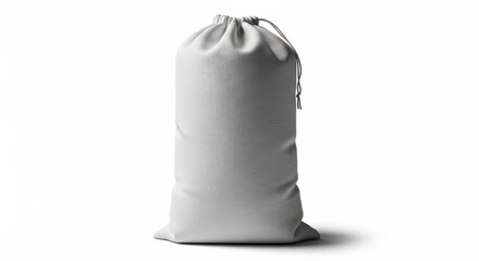 Illustration of white cotton drawstring bag for mockup scene