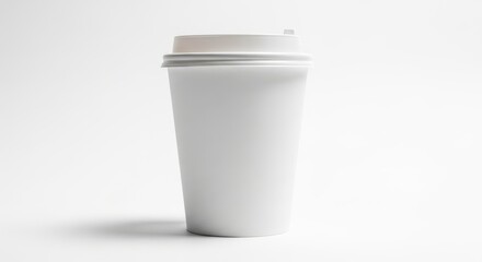 Illustration of white paper coffee cup with lid
