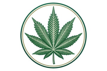 Intricate Green Cannabis Leaf Design Within a Circular Frame on White Background