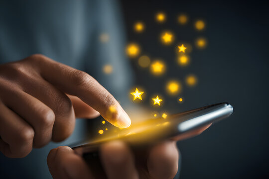 Finger tapping on the phone screen flashes star effect