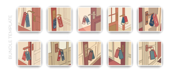 Door Hanger Mockup Templates Set