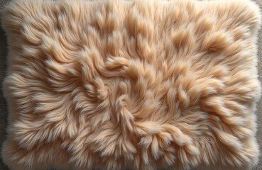 Fototapeta premium Textured rug with soft faux fur provides cozy comfort. Elegant modern home decor element. Luxurious style suitable for living room bedroom child room. Illustration demonstrates warm, soft, plush