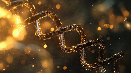 Golden glowing dna strand illuminating genetic research - Powered by Adobe