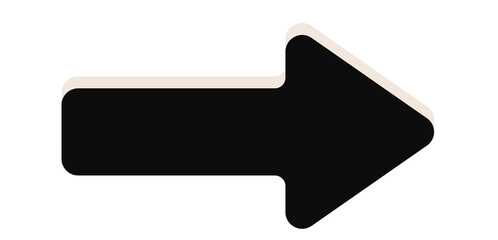 Bold Black 3D Arrow Pointing Right Isolated on White – Directional Symbol for Navigation, Progress, and Forward Movement.