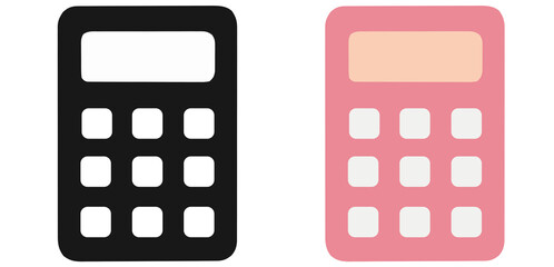 Simple Black and Pink Calculator Icons for Math, Finance, Business, and Education