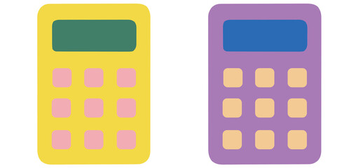 Vibrant Yellow and Purple Calculator Icons for Math, Finance, and Education