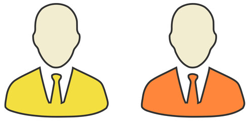 Stylized Professional Businessman Icons: Yellow and Orange User Profile Avatars