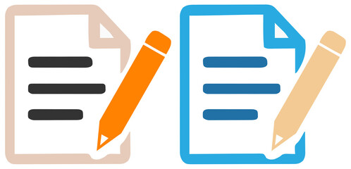Document and Pencil Icons: Flat Design Vector for Writing, Editing, Notes, Content Creation, and Form Completion