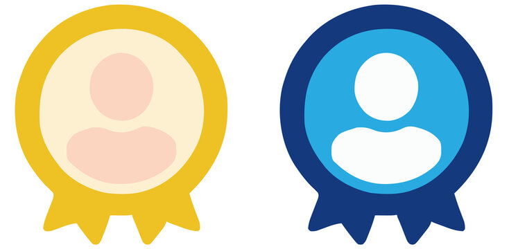 User Profile Badge Icons: Gold and Blue Member Avatars Representing Status or Achievement