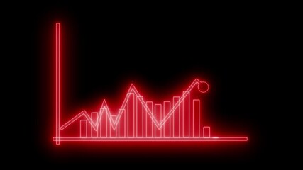 Glowing Data Bar Chart with Neon Colors for Business, Finance, and Tech, Neon Line Graph Showing Upward Trend - Powered by Adobe
