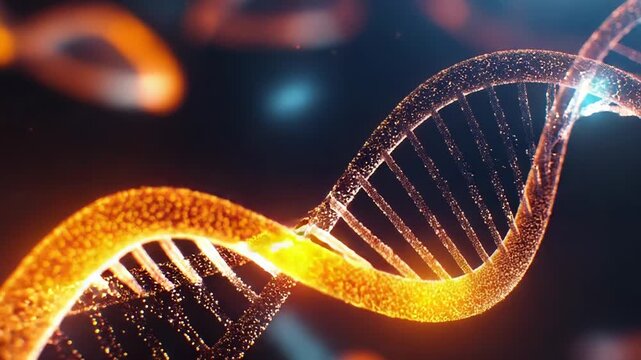 Glowing dna helix representing genetic data and scientific research - Powered by Adobe