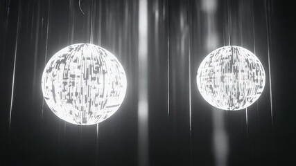 Digital data spheres processing information with binary code - Powered by Adobe