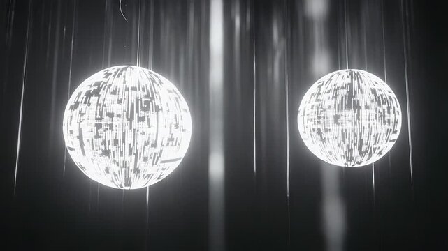 Digital data spheres processing information with binary code - Powered by Adobe