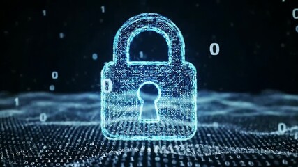 A digital padlock made of binary code symbolizing cybersecurity - Powered by Adobe