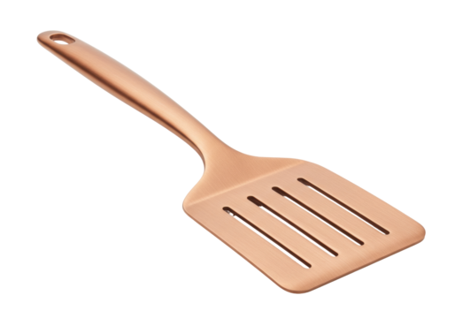 Isolated Slotted Copper Spatula for Cooking Food, Kitchen Tool for Flipping and Draining Food