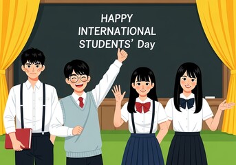 Celebrating International Students' Day A joyful gathering of diverse youth pursuing education globally