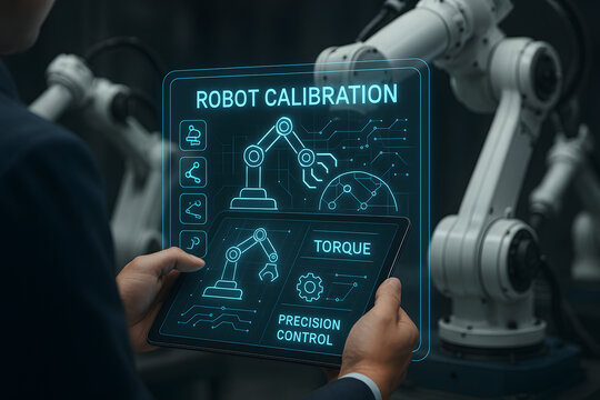 Robot Calibration Interface on Tablet with Robotic Arms
