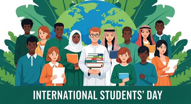 Global student community celebrates learning and cultural exchange on International Students' Day concept