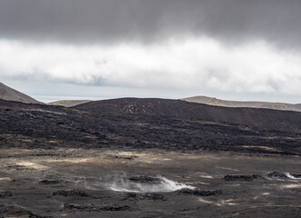lava fields and volcanism on Reykjanes Peninsula in Iceland