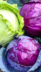 Green and Red Cabbage Side-by-Side Contrast