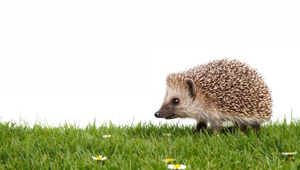 Hedgehog in a mountainous setting, a wild creature in its natural habitat, summer exploration