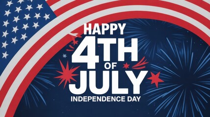 Happy 4th of july independence day celebration with american flag and fireworks, a festive patriotic design