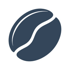 Single Dark Blue Coffee Bean Graphic with White Center Line