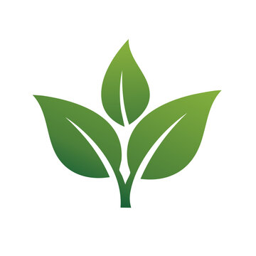 Green abstract plant sprout with three leaves and smooth gradient.