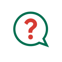 Red Question Mark Inside Green Speech Bubble Icon for Questions Queries and Communication