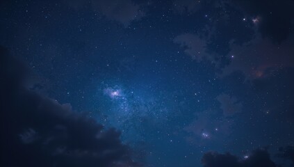 Fototapeta premium Night sky filled with clouds and stars, perfect backdrop for relaxation