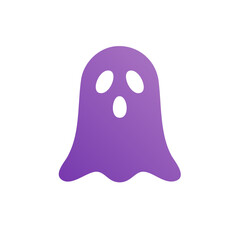 Simple cartoon ghost icon with a purple gradient and white oval eyes and mouth