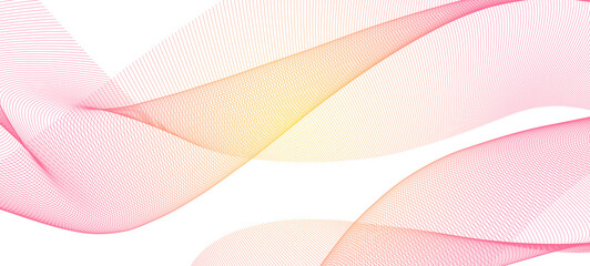 Abstract pink and yellow wave pattern creates a dynamic and visually appealing design with a modern and elegant aesthetic
