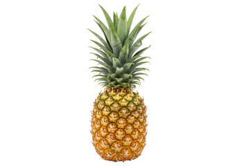 Fototapeta premium Isolated tropical pineapple fruit with crown leaves, sweet ananas healthy ingredient fresh diet