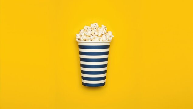 A striped paper cup filled with sweet popcorn, suitable for a festive gathering - Powered by Adobe